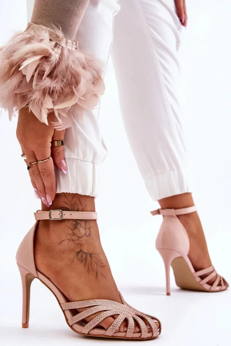 Sale Boto Modne Szpilki Z Dżetami Jasnobeżowe Jaylen