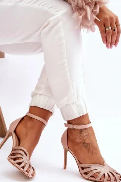 Sale Boto Modne Szpilki Z Dżetami Jasnobeżowe Jaylen