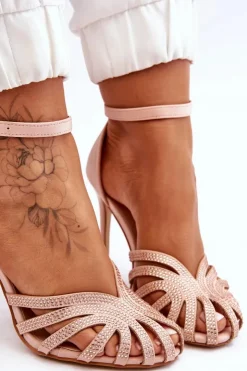 Sale Boto Modne Szpilki Z Dżetami Jasnobeżowe Jaylen