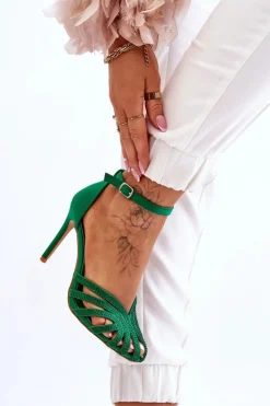 Damskie Boto Modne Szpilki Z Dżetami Zielone Jaylen