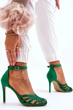 Damskie Boto Modne Szpilki Z Dżetami Zielone Jaylen