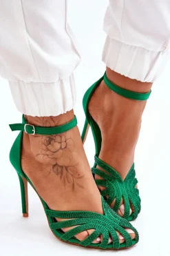 Damskie Boto Modne Szpilki Z Dżetami Zielone Jaylen