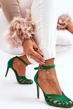 Damskie Boto Modne Szpilki Z Dżetami Zielone Jaylen