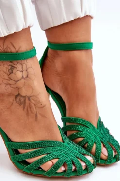 Damskie Boto Modne Szpilki Z Dżetami Zielone Jaylen