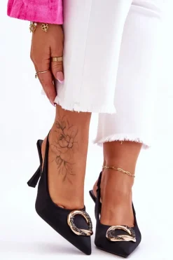 Clearance Boto Modne Szpilki Z Ozdobą I Cyrkoniami Czarne Alexia