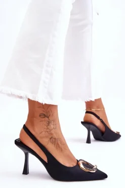 Clearance Boto Modne Szpilki Z Ozdobą I Cyrkoniami Czarne Alexia