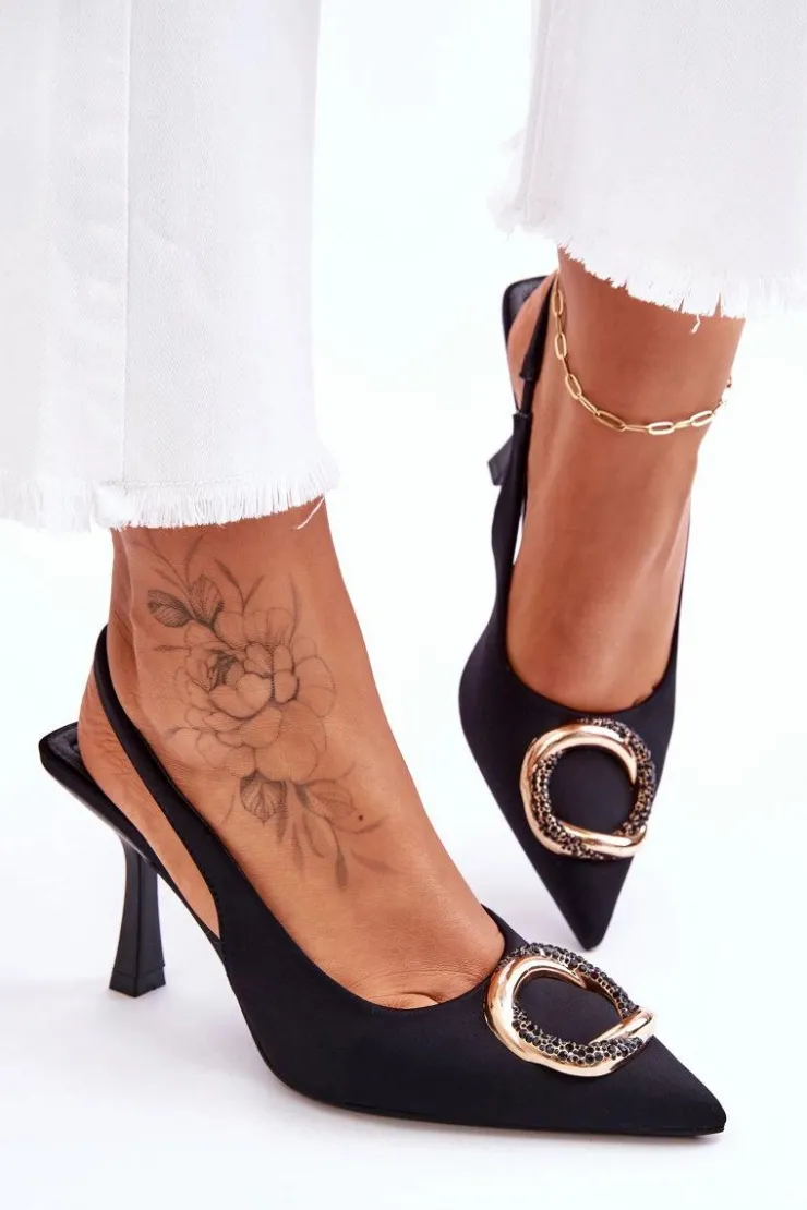 Clearance Boto Modne Szpilki Z Ozdobą I Cyrkoniami Czarne Alexia