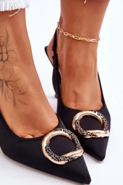 Clearance Boto Modne Szpilki Z Ozdobą I Cyrkoniami Czarne Alexia