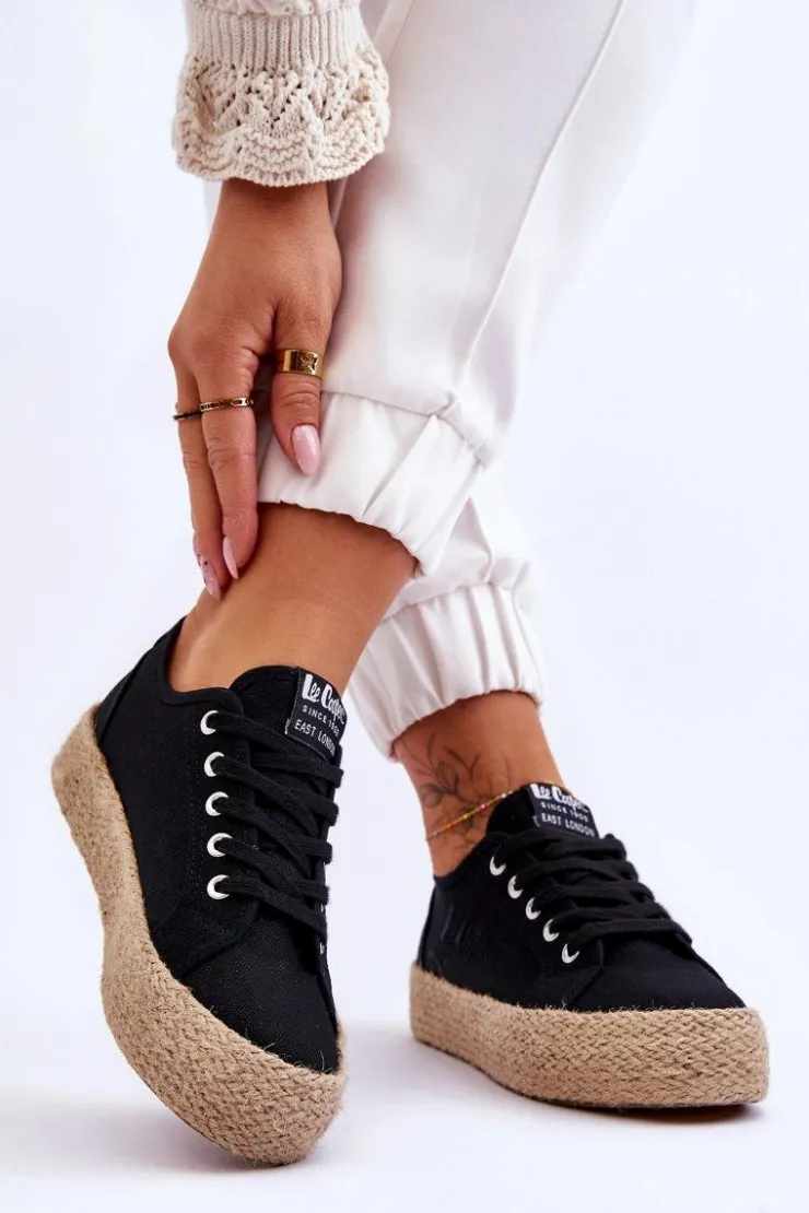 Lee Cooper Trampki Damskie Niskie*Modne Trampki Z Plecionką LCW-23-31-1797L Czarne