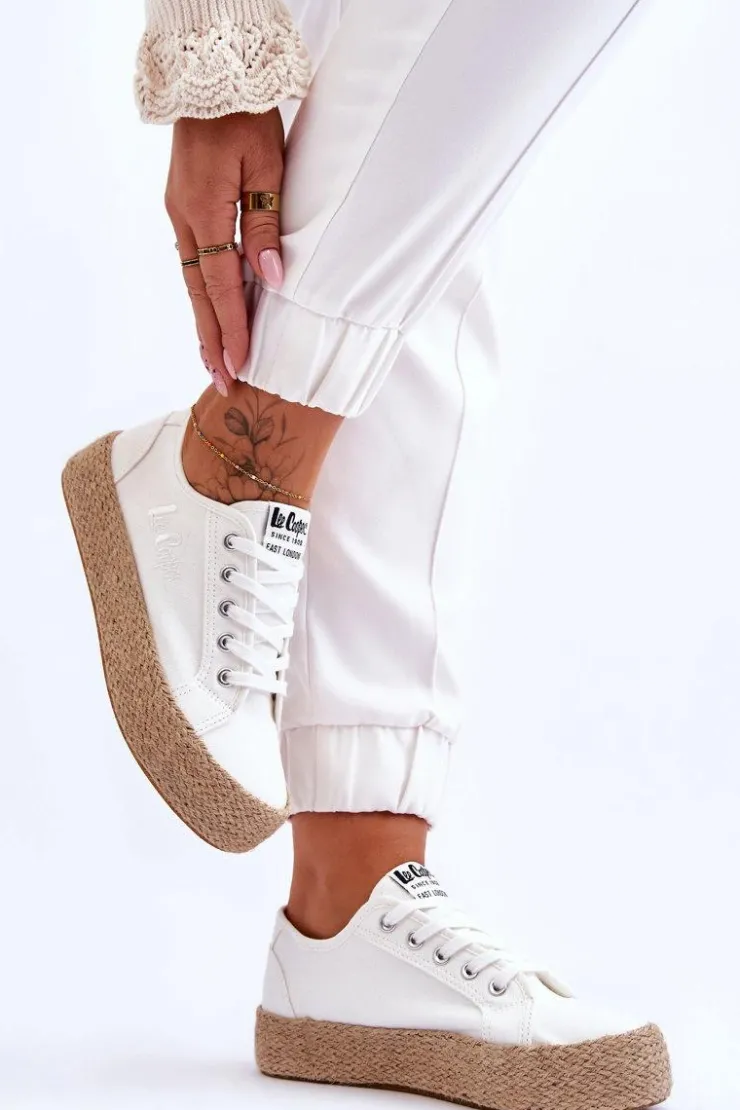 Damskie Lee Cooper Modne Trampki Z Plecionką LCW-23-31-1796L Białe