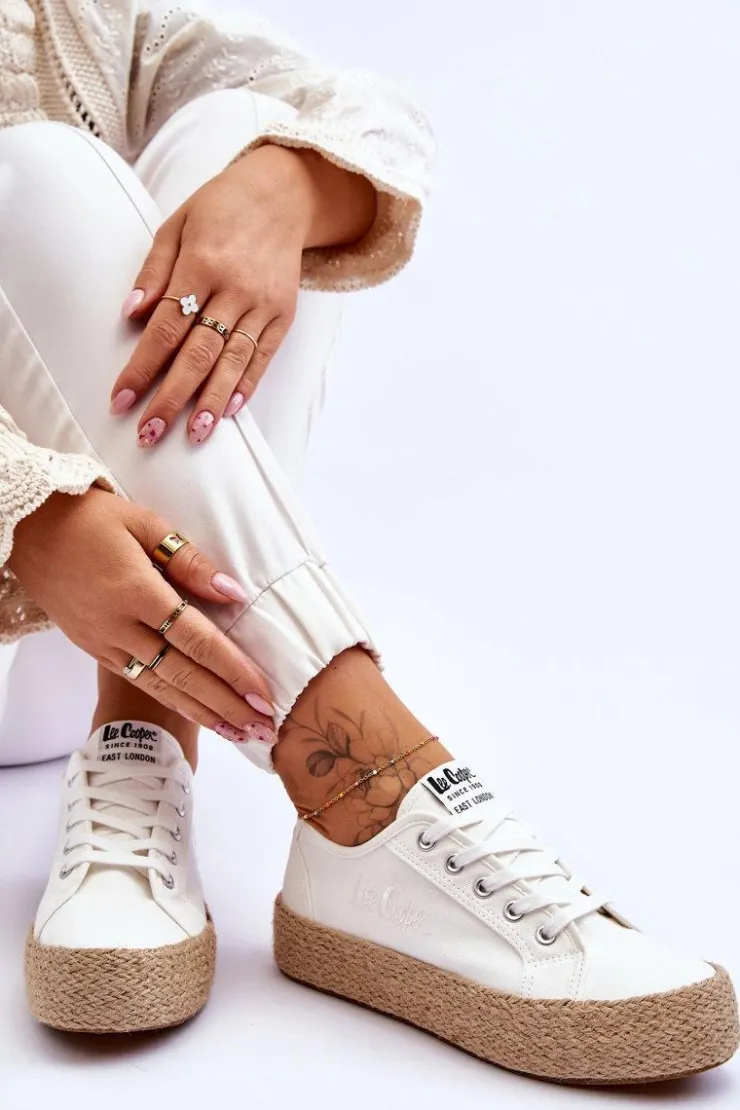 Damskie Lee Cooper Modne Trampki Z Plecionką LCW-23-31-1796L Białe