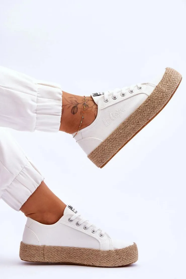 Damskie Lee Cooper Modne Trampki Z Plecionką LCW-23-31-1796L Białe