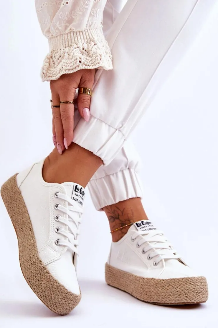Damskie Lee Cooper Modne Trampki Z Plecionką LCW-23-31-1796L Białe