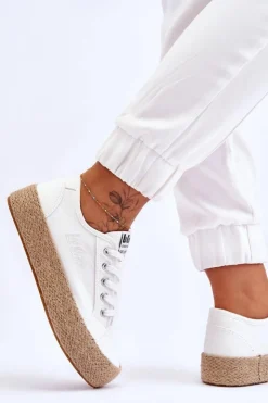 Damskie Lee Cooper Modne Trampki Z Plecionką LCW-23-31-1796L Białe