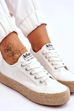 Damskie Lee Cooper Modne Trampki Z Plecionką LCW-23-31-1796L Białe