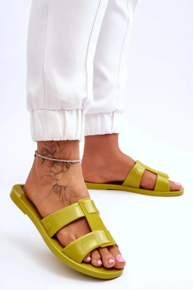 Damskie ZAXY Modne Wegańskie Klapki JJ285261 Zielone