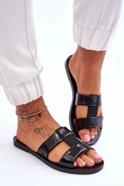 Online ZAXY Modne Wegańskie Klapki JJ285263 Czarne Czarny