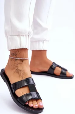 Online ZAXY Modne Wegańskie Klapki JJ285263 Czarne Czarny