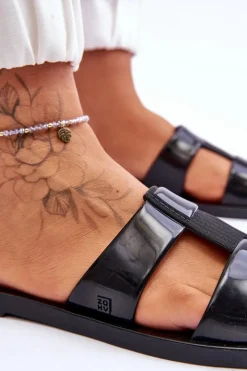 Online ZAXY Modne Wegańskie Klapki JJ285263 Czarne Czarny