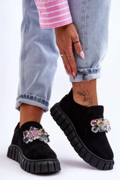 Boto Sneakersy Damskie*Modne Wsuwane Buty Sportowe Półbuty Z Ozdobą Czarne Desire