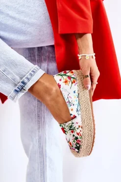 Damskie Boto Modne Wsuwane Espadryle W Kwiaty Białe Morice