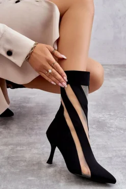 Boto Czarne Botki|Botki Na Obcasie*Modne Wysokie Damskie Botki Na Szpilce Czarne Deyna