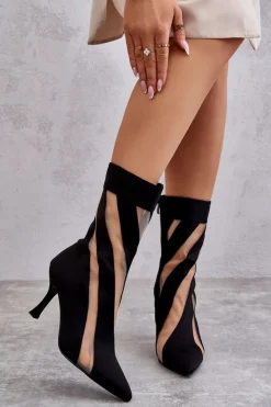 Boto Czarne Botki|Botki Na Obcasie*Modne Wysokie Damskie Botki Na Szpilce Czarne Deyna