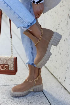 Boto Botki Wiosenne|Brązowe I Beżowe Botki*Modne Zamszowe Botki Z Wycięciem Camel Lemar Forget Me Brązowy