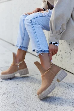 Boto Botki Wiosenne|Brązowe I Beżowe Botki*Modne Zamszowe Botki Z Wycięciem Camel Lemar Forget Me Brązowy