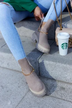 Clearance Boto Modne Zamszowe Botki Z Wycięciem Beżowe Lemar Forget Me Beżowy