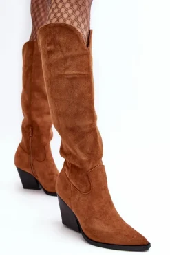 Boto Kozaki Wiosenne|Kozaki Przed Kolano*Modne Zamszowe Kozaki Kowbojki Camel Delia