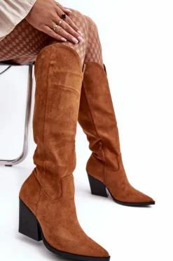 Boto Kozaki Wiosenne|Kozaki Przed Kolano*Modne Zamszowe Kozaki Kowbojki Camel Delia
