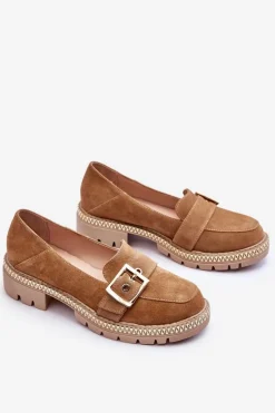 Discount Boto Modne Zamszowe Mokasyny Ciemnobeżowe Eloisa