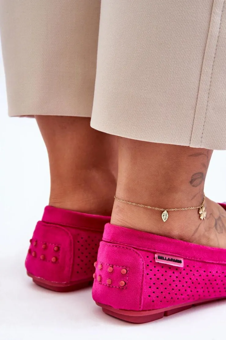 Sale Boto Modne Zamszowe Mokasyny Z Ozdobami Fuksja Delima