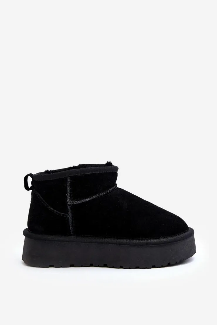 Boto Śniegowce Damskie*Modne Zamszowe Niskie Śniegowce Czarne Nucca Czarny