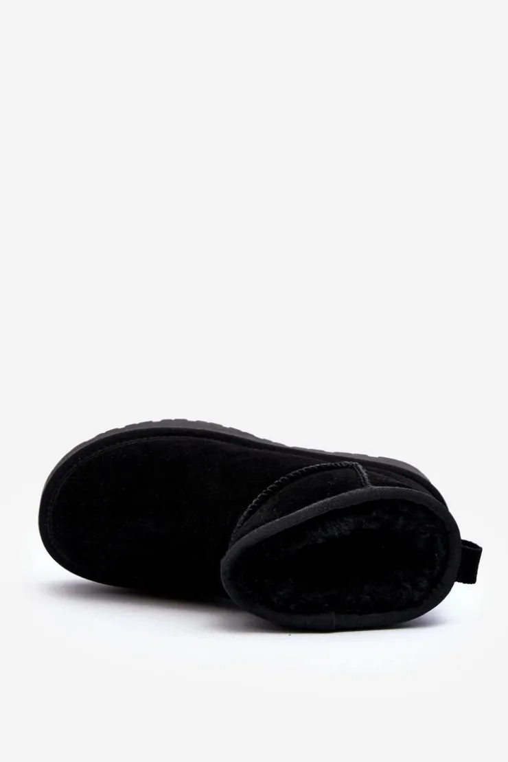 Boto Śniegowce Damskie*Modne Zamszowe Niskie Śniegowce Czarne Nucca Czarny