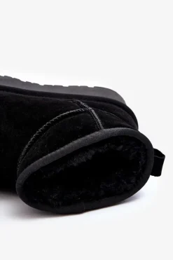 Boto Śniegowce Damskie*Modne Zamszowe Niskie Śniegowce Czarne Nucca Czarny
