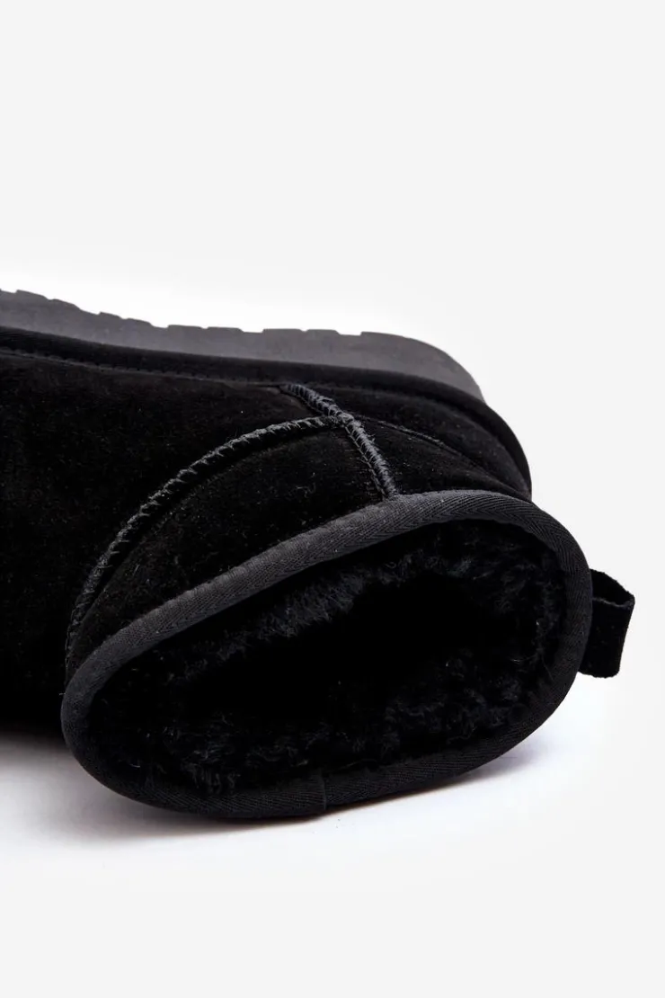 Boto Śniegowce Damskie*Modne Zamszowe Niskie Śniegowce Czarne Nucca Czarny