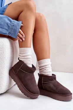 Damskie Boto Modne Zamszowe Niskie Śniegowce Brązowe Nucca