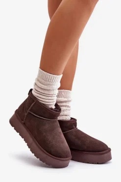 Damskie Boto Modne Zamszowe Niskie Śniegowce Brązowe Nucca