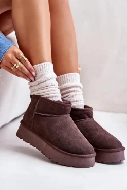 Damskie Boto Modne Zamszowe Niskie Śniegowce Brązowe Nucca