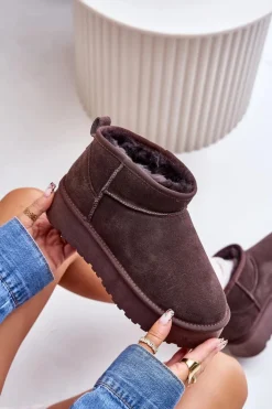 Damskie Boto Modne Zamszowe Niskie Śniegowce Brązowe Nucca