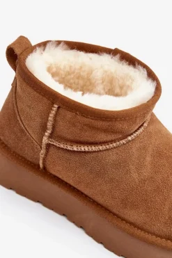 Online Boto Modne Zamszowe Niskie Śniegowce Camel Nucca Brązowy