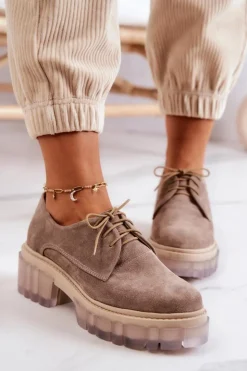 Best Boto Modne Zamszowe Półbuty Loafery Beżowe Lauriss