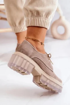 Best Boto Modne Zamszowe Półbuty Loafery Beżowe Lauriss