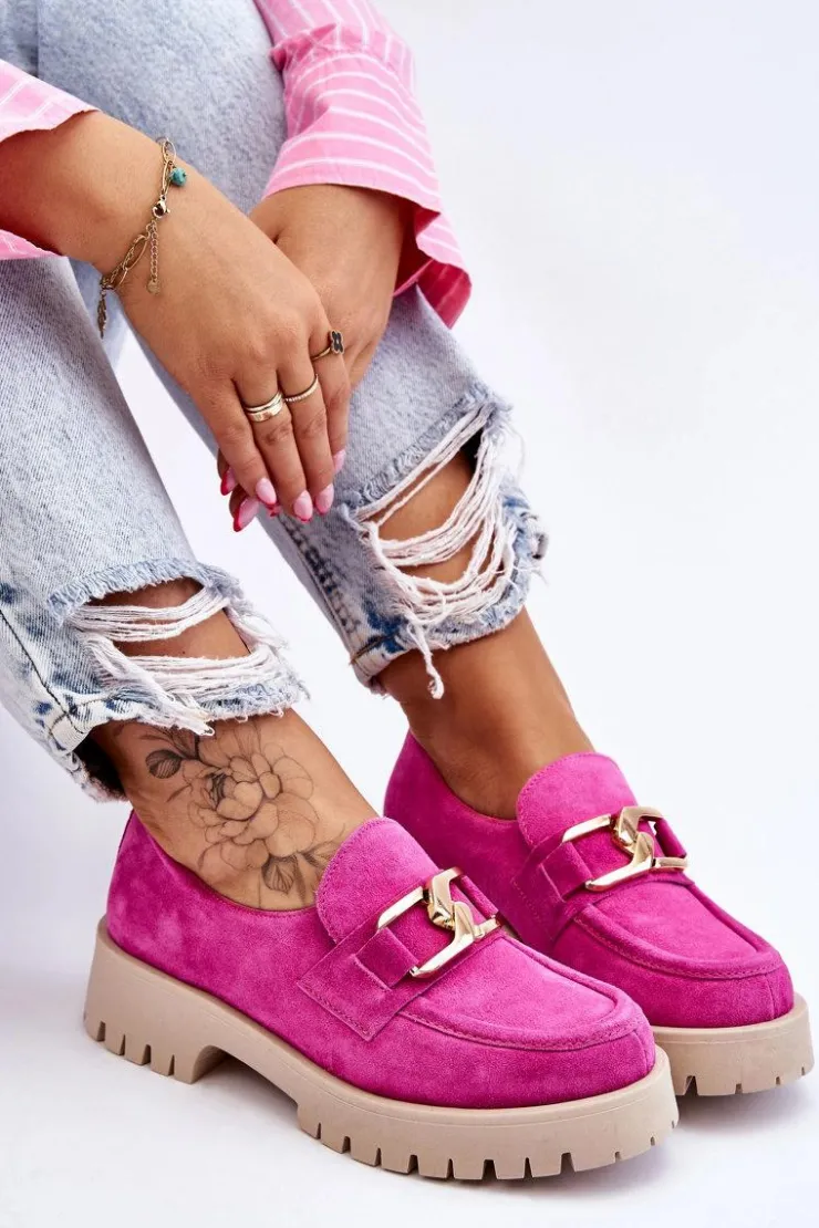 Boto Półbuty Skórzane|Mokasyny Damskie Zamszowe*Modne Zamszowe Półbuty Loafery Fuksja Lemar Rayhan