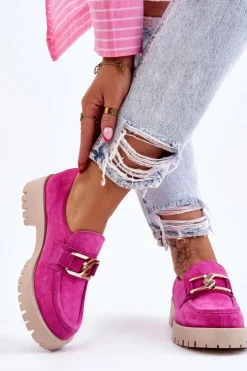 Boto Półbuty Skórzane|Mokasyny Damskie Zamszowe*Modne Zamszowe Półbuty Loafery Fuksja Lemar Rayhan