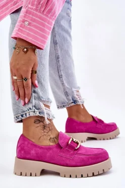 Boto Półbuty Skórzane|Mokasyny Damskie Zamszowe*Modne Zamszowe Półbuty Loafery Fuksja Lemar Rayhan