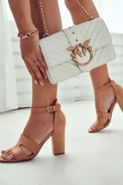 Boto Sandały Na Obcasie*Modne Zamszowe Sandałki Na Obcasie Camel Aubrey