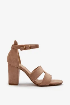 Boto Sandały Na Obcasie*Modne Zamszowe Sandałki Na Obcasie Camel Aubrey